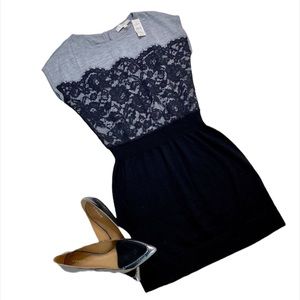 NWT Loft grey and black lace sweater dress